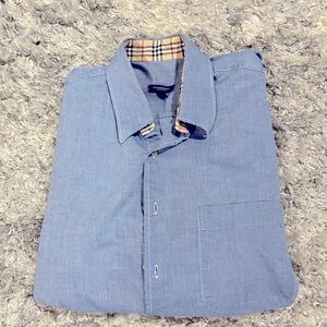 Burberry London men’s dress shirt with patterned collar and cuffs